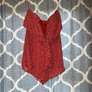 Blue Blush Strapless Orange Romper (M)